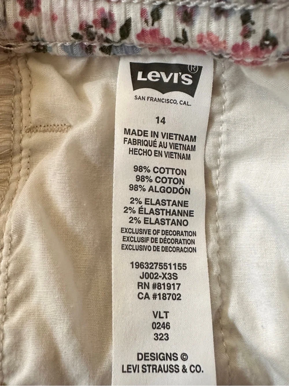 Levi's Girls' Beige Cargo Jogger Pants Size 14